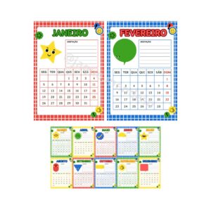 Calendário 2026 - Tema Cores