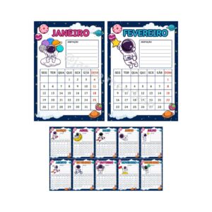Calendário 2026 - Tema Espaço