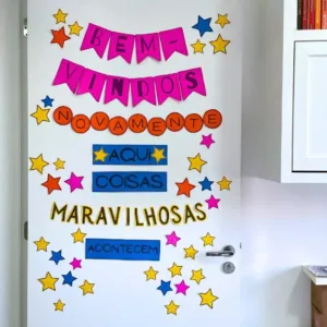 Decoração de porta - Bem-vindos Novamente