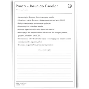 Pauta Reunião Escolar