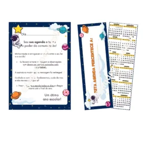 Recado e Marca Páginas para Agenda 2026 - Tema Espaço