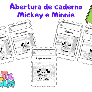 Abertura de caderno Mickey e Minnie