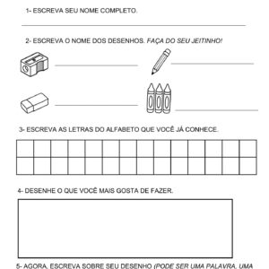 Kit Diagnóstico de Escrita + Flipbook “Quem Sou Eu” Sondagem Afetiva e Pedagógica – 1º e 2º Ano
