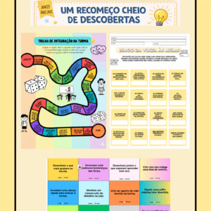 Kit Acolhimento – Volta às Aulas Afetiva Um kit completo com trilha, bingo e cartas de acolhimento para tornar os primeiros dias de aula leves, lúdicos e cheios de conexão. Promove integração da turma, oralidade, expressão de sentimentos e fortalecimento de vínculos. Indicado para 1º ao 5º ano.