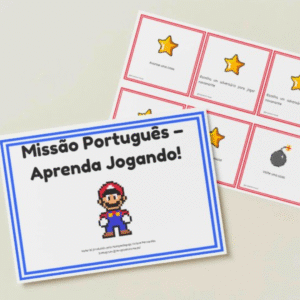 Um jogo educativo desenvolvido para tornar o aprendizado da Língua Portuguesa mais leve, divertido e eficaz! O material contém cartas com perguntas organizadas em três níveis de dificuldade (fácil, intermediário e avançado), permitindo que a criança evolua gradualmente enquanto aprende.