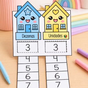 Casinha das dezenas e unidades atividade de matemática
