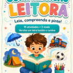 LEIA, COMPREENDA E PINTE. 3 NÍVEIS. LETRA CURSIVA E CAIXA ALTA